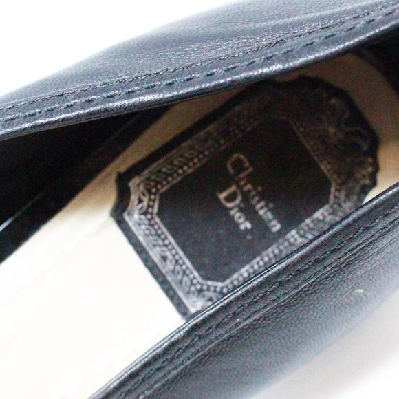 CHRISTIAN DIOR #43097 Black Leather Rounded Loafers (US 10 EU 40) - Picture 4 of 9